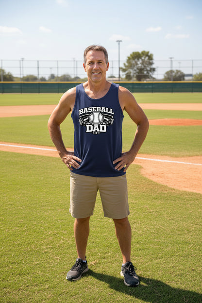 Baseball Dad Tank top – Proud Game Day Sports Dad Graphic Top NAVY - FRONT