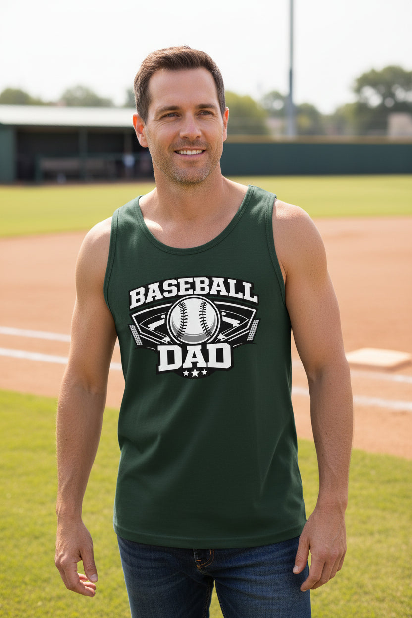 Baseball Dad Tank top – Proud Game Day Sports Dad Graphic Top Forest - FRONT