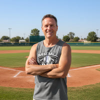 Baseball Dad Tank top – Proud Game Day Sports Dad Graphic Top DARK GREY - FRONT