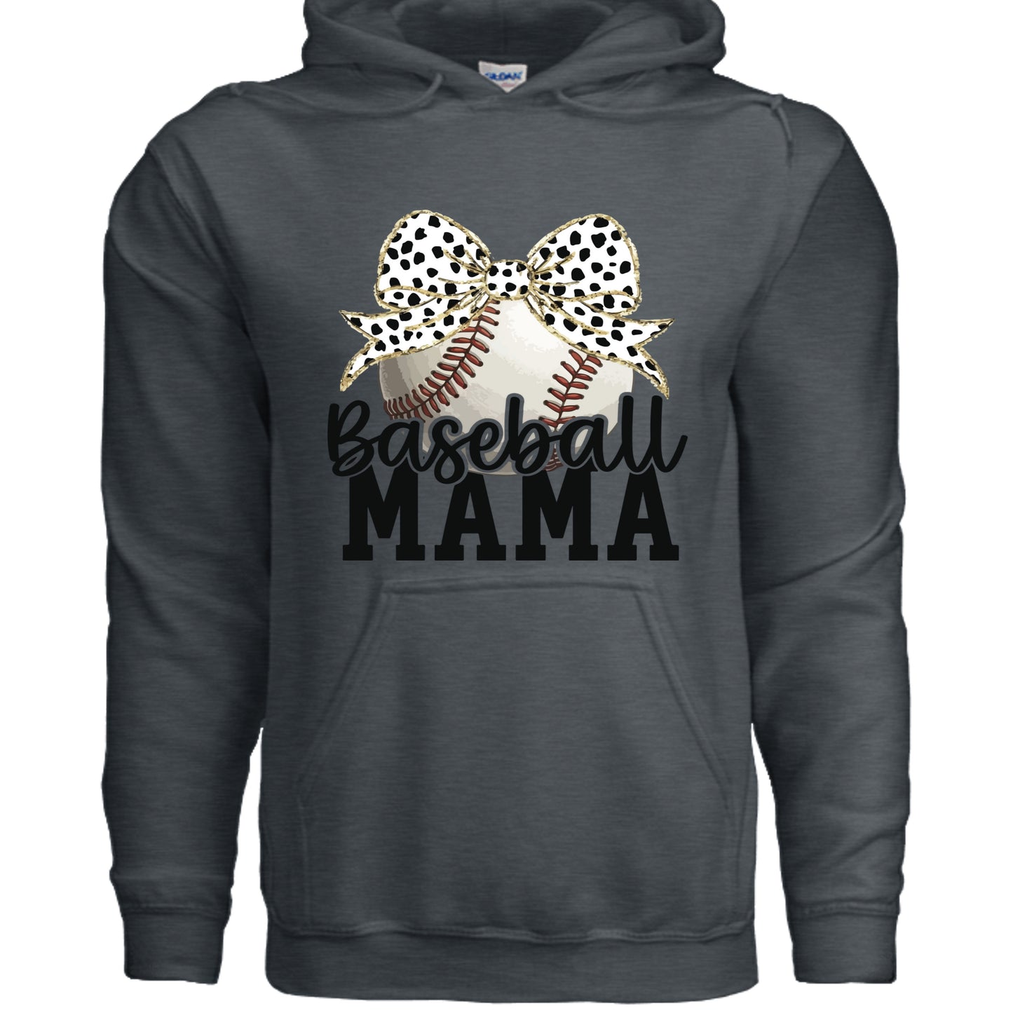 Baseball Mama Bow Vibes – Cute & Trendy Game Day Style Hoodie DARK HEATHER - SF500 - FRONT