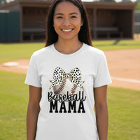 Baseball Mama Bow Vibes – Cute & Trendy Game Day Style T-Shirt WHITE - 6004 - FRONT