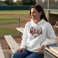 Baseball Mama Heart Hoodie - Athletic Pride Mom Spirit WHITE - FRONT