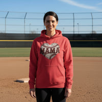 Baseball Mama Heart Hoodie - Athletic Pride Mom Spirit RED - FRONT