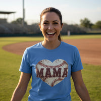 Baseball Mama Heart T-Shirt - Athletic Pride Mom Spirit HTHR TRUE ROYAL - FRONT