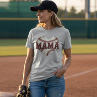 Baseball Mama Heart T-Shirt - Athletic Pride Mom Spirit ATHLETIC HEATHER - FRONT