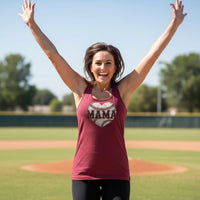 Baseball Mama Heart Tank Top - Athletic Pride Mom Spirit Scarlet - FRONT
