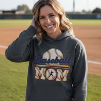 Baseball Mom Heartbeat Hoodie Proud Sports Family Design DARK HEATHER - SF500 - FRONT