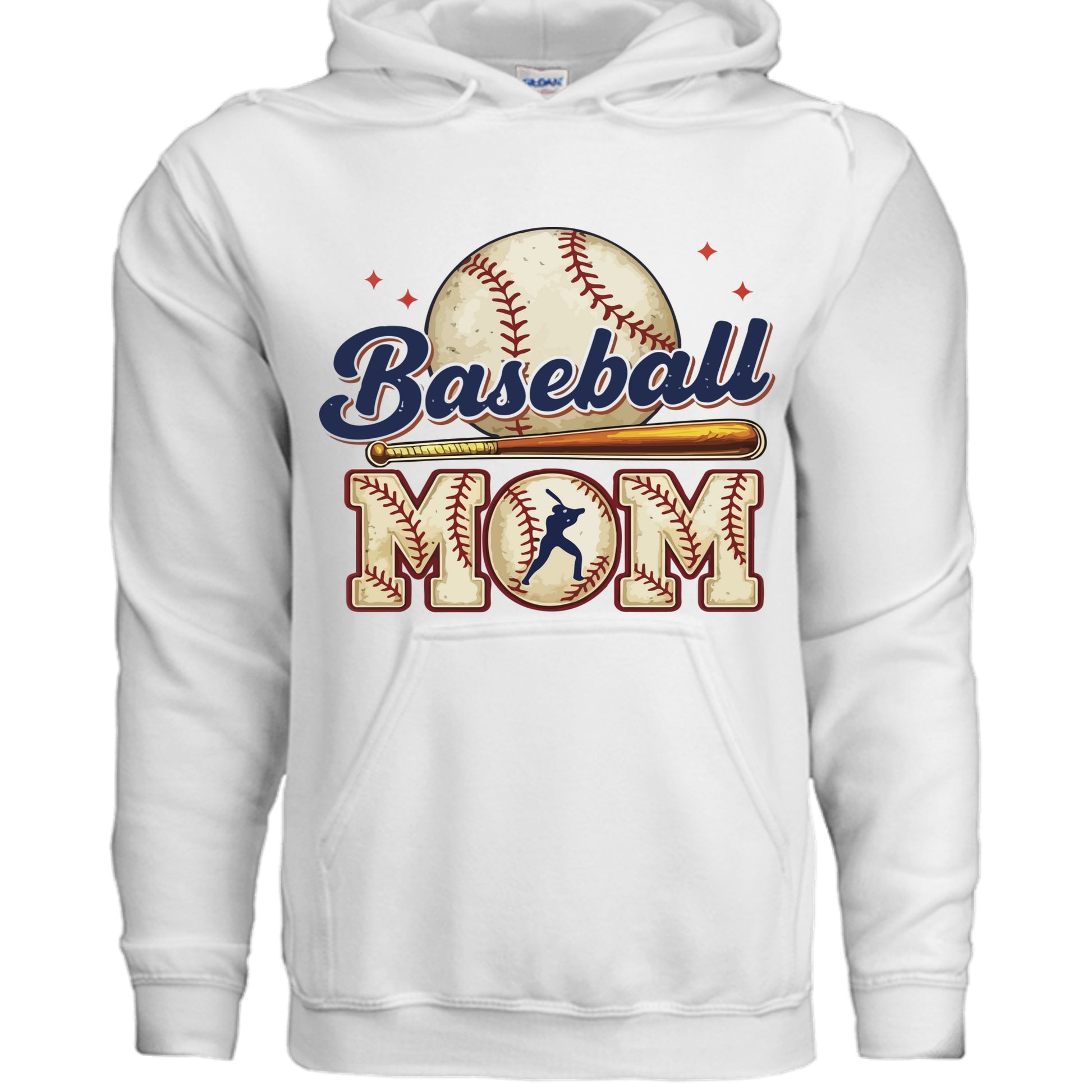 Baseball Mom Heartbeat Hoodie Proud Sports Family Design WHITE - SF500 - FRONT