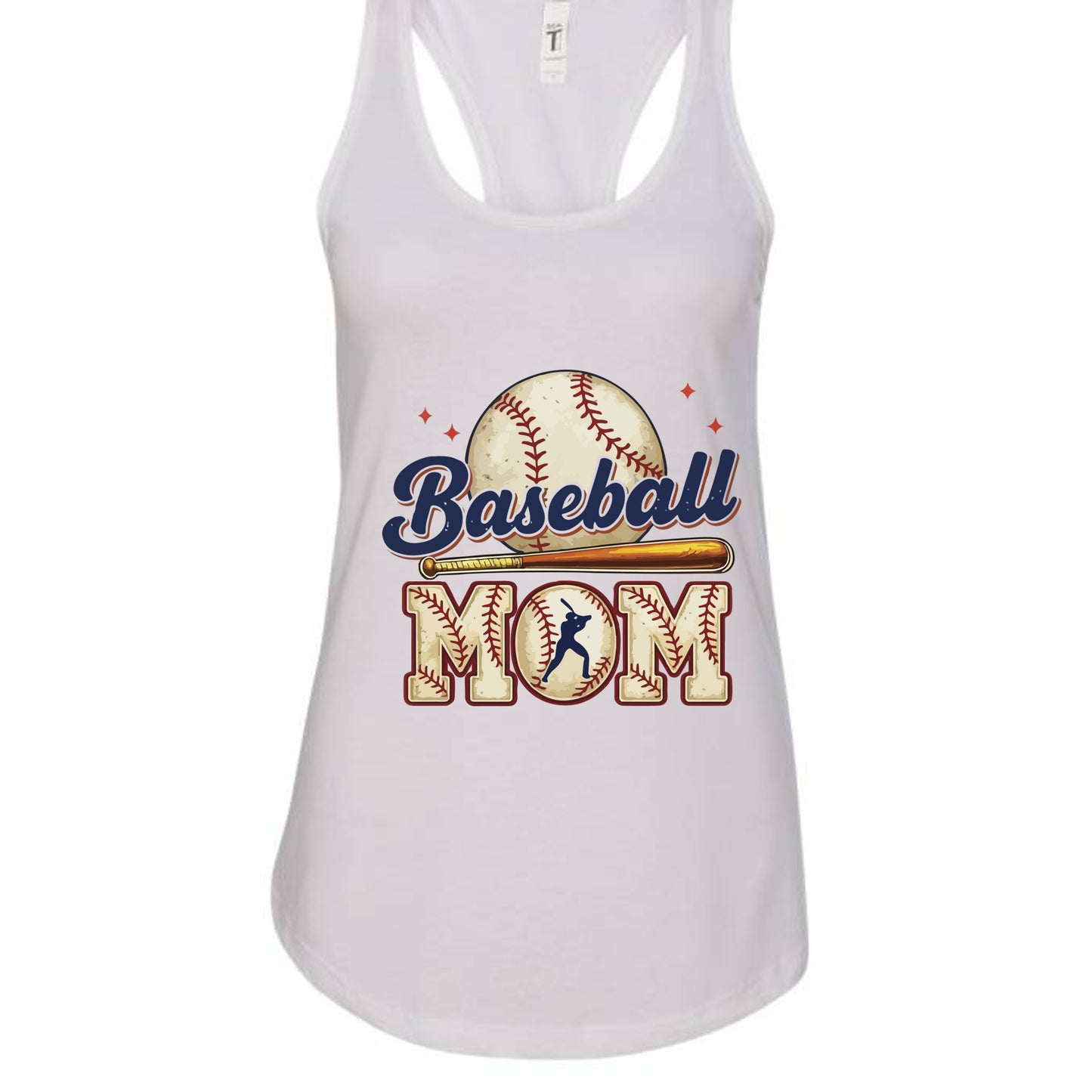 Baseball Mom Heartbeat Tank Top Proud Sports Family Design White- N1533 - FRONT