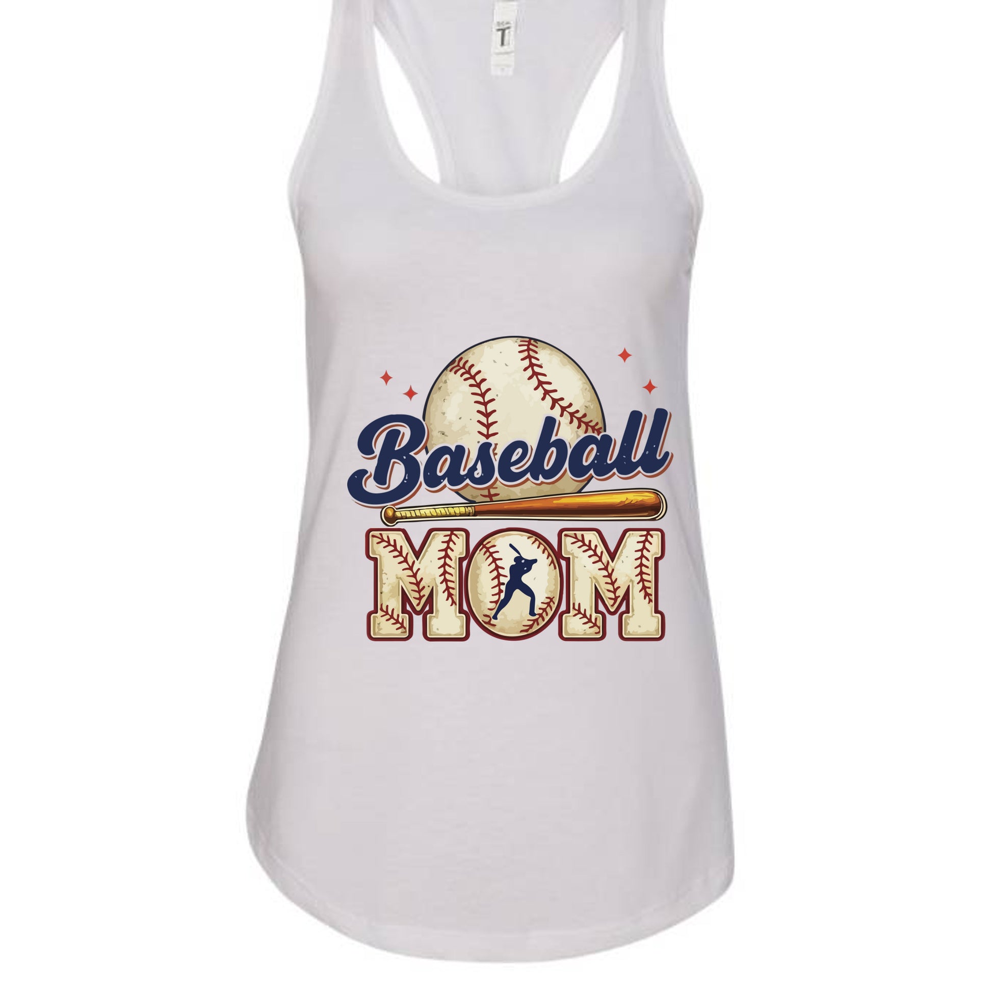 Baseball Mom Heartbeat Tank Top Proud Sports Family Design White- N1533 - FRONT