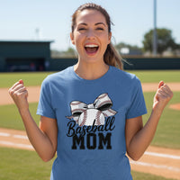 Baseball Mom Life – Chic Bow Game Day Statement T-Shirt HTHR TRUE ROYAL - 6004 - FRONT