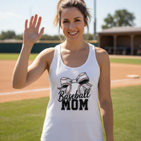 Baseball Mom Life – Chic Bow Game Day Statement Tank Top White - N1533 - FRONT