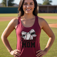 Baseball Mom Life – Chic Bow Game Day Statement Tank Top Scarlet - N1533 - FRONT