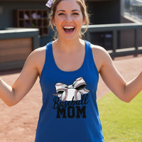 Baseball Mom Life – Chic Bow Game Day Statement Tank Top Royal - N1533 - FRONT
