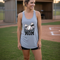 Baseball Mom Life – Chic Bow Game Day Statement Tank Top Heather Gray - N1533 - FRONT