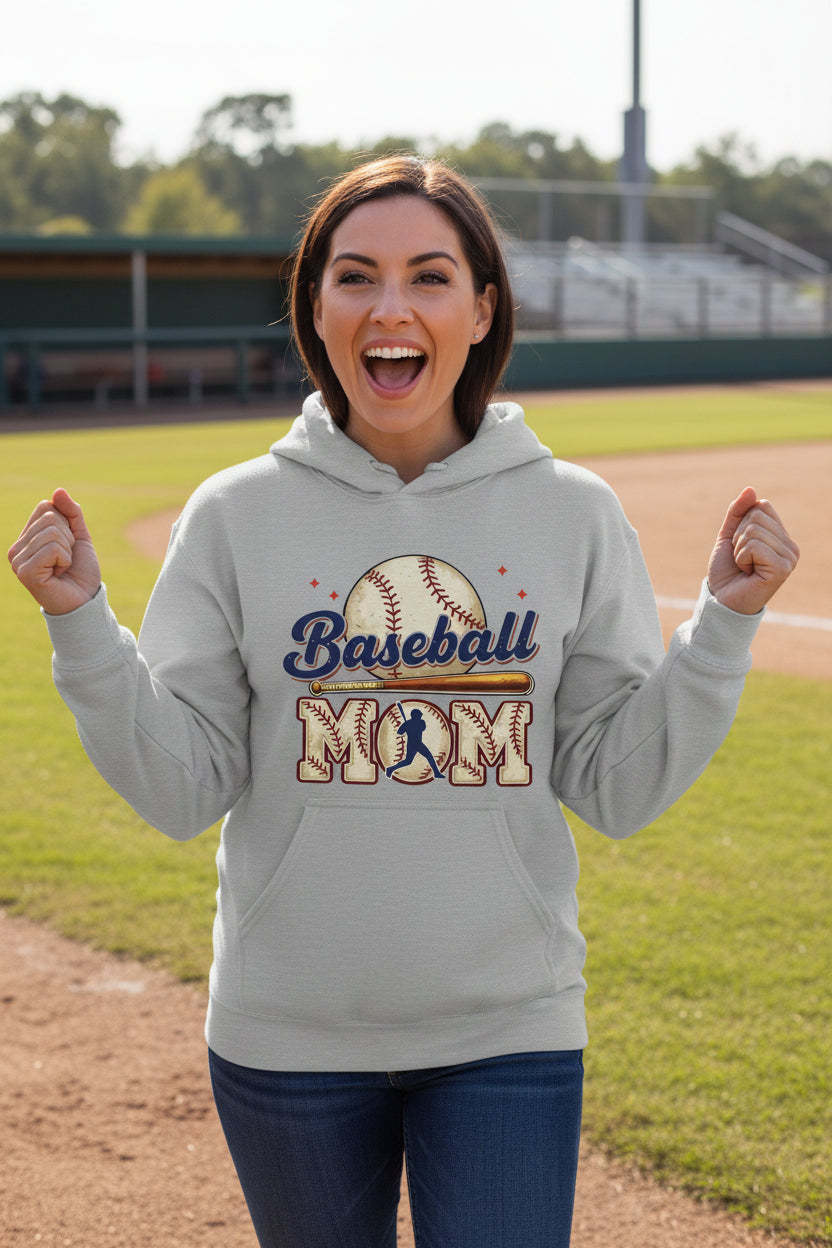 Baseball Mom Passion Player Silhouette Design Hoodie SPORT GREY - SF500 - FRONT