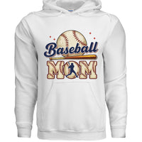 Baseball Mom Passion Player Silhouette Design Hoodie WHITE - SF500 - FRONT