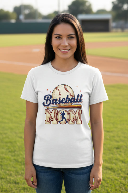 Baseball Mom Passion Player Silhouette Design T-Shirt WHITE - 6004 - FRONT