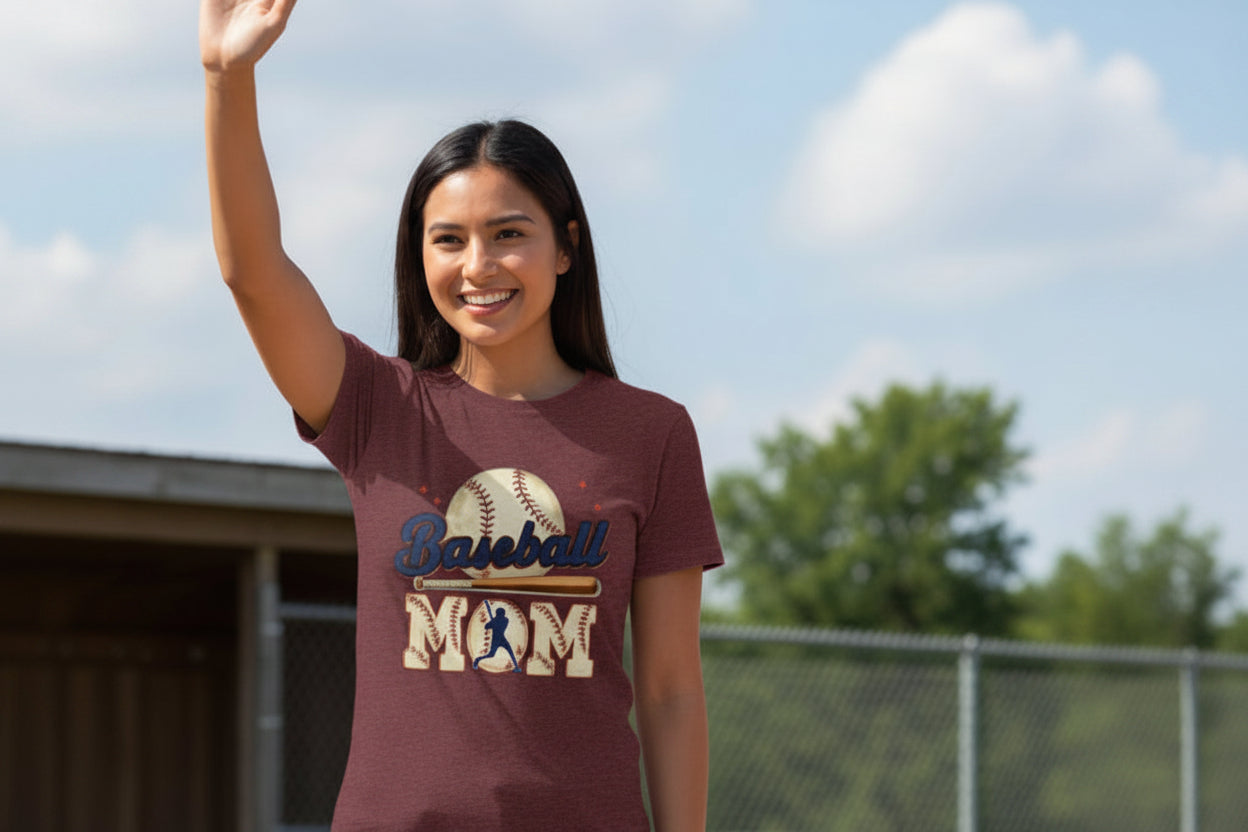 Baseball Mom Passion Player Silhouette Design T-Shirt MAROON- 6004 - FRONT