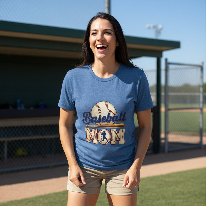 Baseball Mom Passion Player Silhouette Design T-Shirt HTHR TRUE ROYAL - 6004 - FRONT