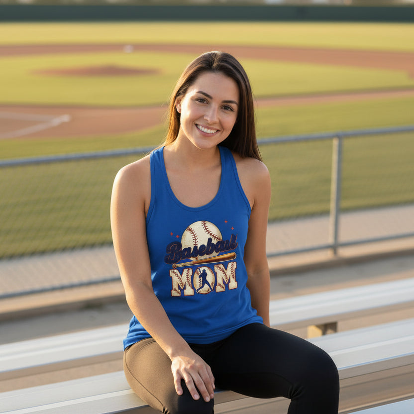 Baseball Mom Passion Player Silhouette Design Tank Top Royal- N1533 - FRONT