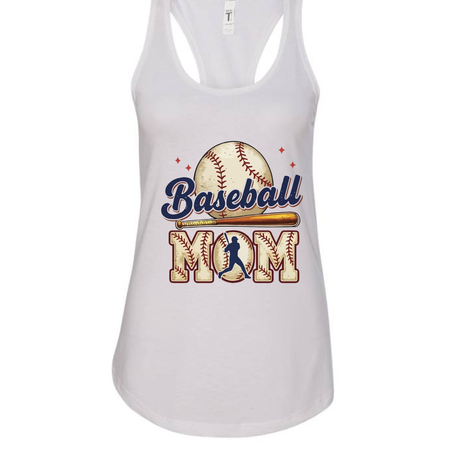 Baseball Mom Passion Player Silhouette Design Tank Top White - N1533 - FRONT