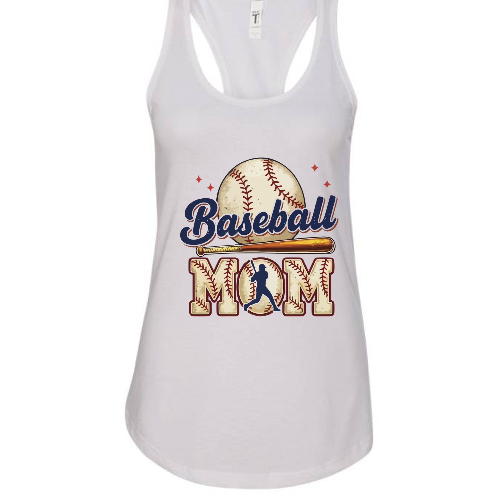 Baseball Mom Passion Player Silhouette Design Tank Top White - N1533 - FRONT