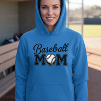 Baseball Mom Script Design with Ball Graphic – Game Day Spirit Style Hoodie Royal - FRONT