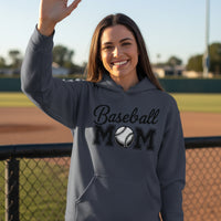 Baseball Mom Script Design with Ball Graphic – Game Day Spirit Style Hoodie NAVY - FRONT