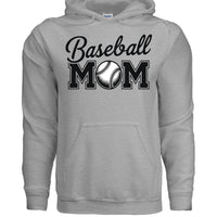 Baseball Mom Script Design with Ball Graphic – Game Day Spirit Style Hoodie SPORT GREY - FRONT