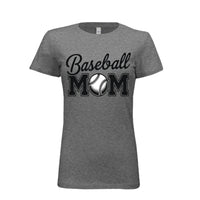 Baseball Mom Script Design with Ball Graphic – Game Day Spirit Style T-Shirt DEEP HEATHER - FRONT