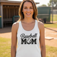Baseball Mom Script Design with Ball Graphic – Game Day Spirit Style Tank Top White - FRONT