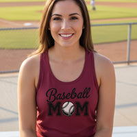 Baseball Mom Script Design with Ball Graphic – Game Day Spirit Style Tank Top Scarlet - FRONT