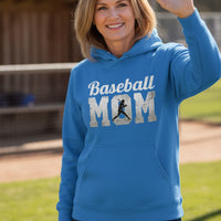 Baseball Mom Supporter Vintage Hoodie with Silhouette Athletic Design Royal - FRONT
