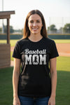 Baseball Mom Supporter Vintage T-Shirt with Silhouette Athletic Design BLACK - FRONT