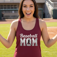 Baseball Mom Supporter Vintage Tank Top with Silhouette Athletic Design Scarlet - FRONT