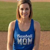 Baseball Mom Supporter Vintage Tank Top with Silhouette Athletic Design Royal - FRONT