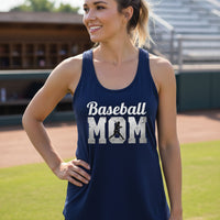 Baseball Mom Supporter Vintage Tank Top with Silhouette Athletic Design Midnight Navy - FRONT