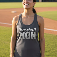 Baseball Mom Supporter Vintage Tank Top with Silhouette Athletic Design Dark Gray - FRONT