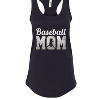 Baseball Mom Supporter Vintage Tank Top with Silhouette Athletic Design BLACK- FRONT