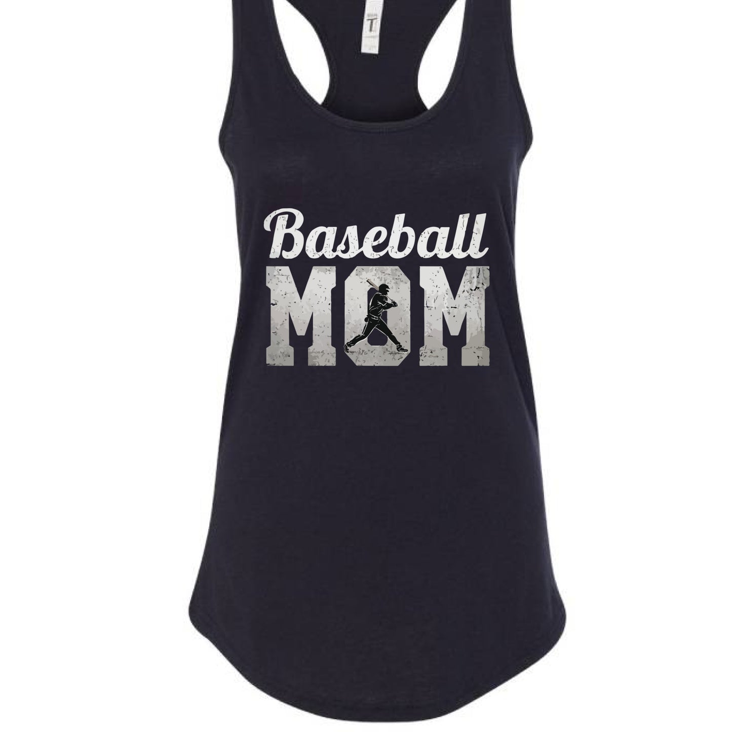 Baseball Mom Supporter Vintage Tank Top with Silhouette Athletic Design BLACK- FRONT
