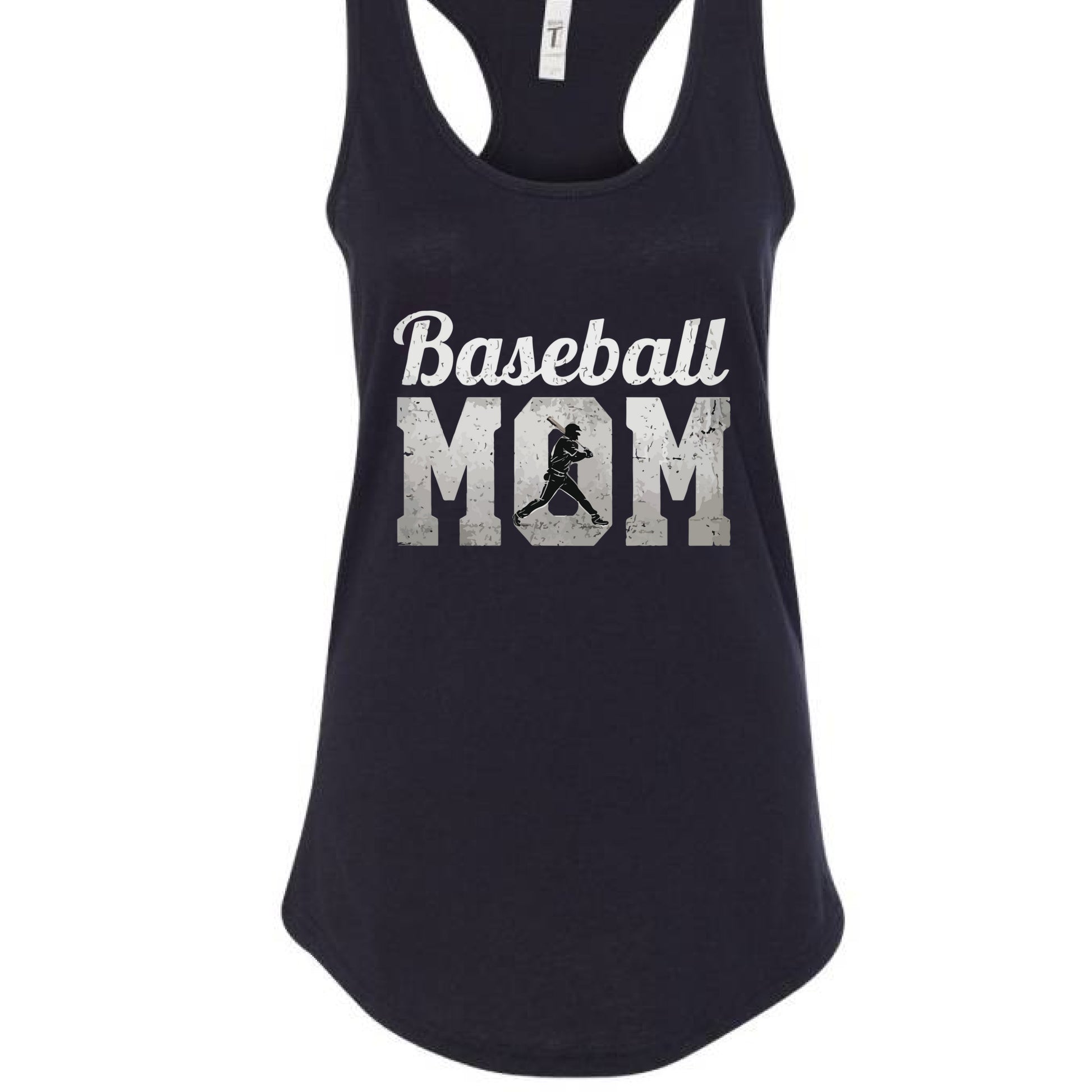 Baseball Mom Supporter Vintage Tank Top with Silhouette Athletic Design BLACK- FRONT