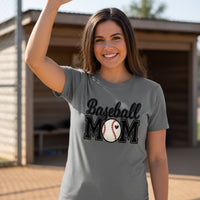 Baseball Mom T-Shirt with Heart Ball – Game Day Spirit Style DRK GREY HEATHER - 6004 - FRONT