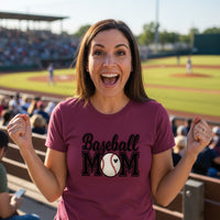 Baseball Mom T-Shirt with Heart Ball – Game Day Spirit Style MAROON - 6004 - FRONT