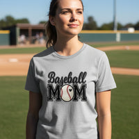Baseball Mom T-Shirt with Heart Ball – Game Day Spirit Style ATHLETIC HEATHER - 6004 - FRONT