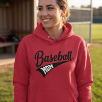 Baseball Mom Vibes – Stylish Sports Parent Pride Statement Hoodie RED - FRONT