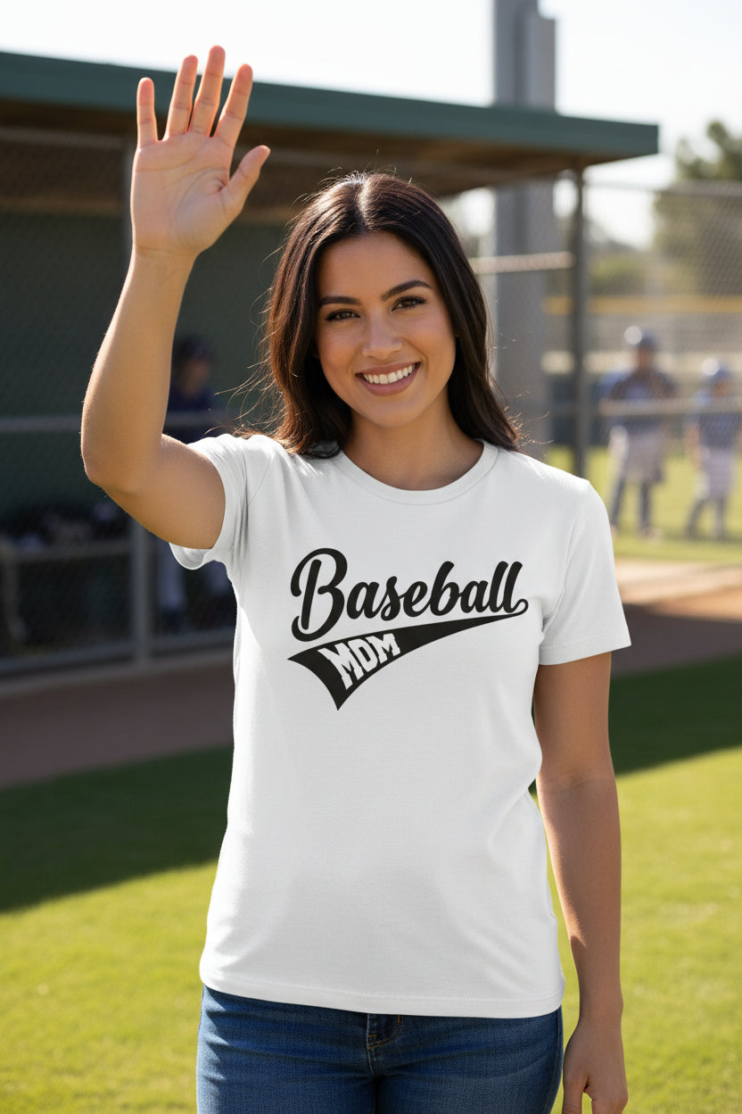 Baseball Mom Vibes – Stylish Sports Parent Pride Statement T-Shirt WHITE - FRONT