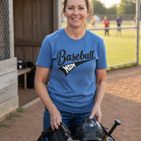 Baseball Mom Vibes – Stylish Sports Parent Pride Statement T-Shirt HTHR TRUE ROYAL - FRONT