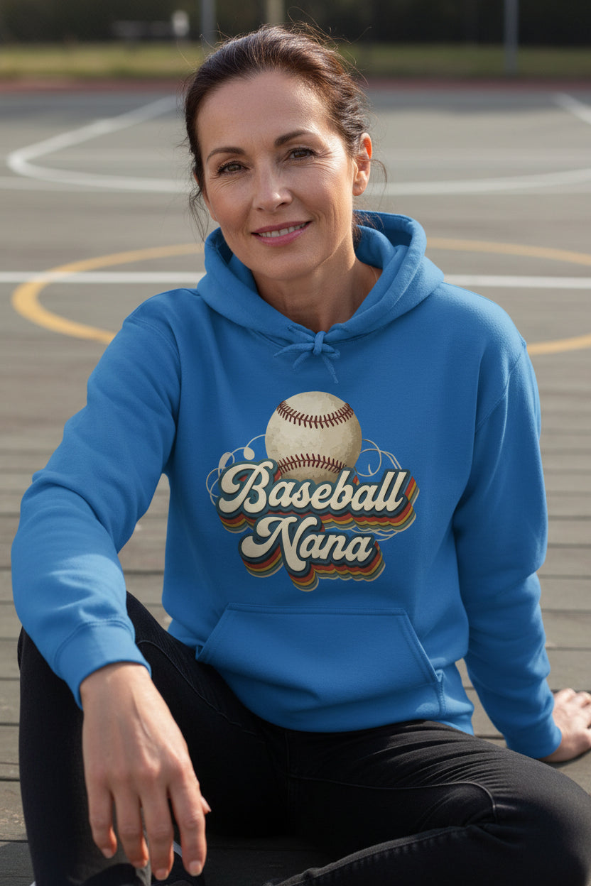 Baseball Nana Groovy Retro Sports Family Fan Hoodie Royal - SF500 - FRONT