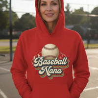 Baseball Nana Groovy Retro Sports Family Fan Hoodie RED - SF500 - FRONT